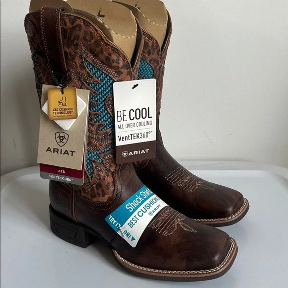Ariat Women’s Pinto VentTEK 360 Western Wide Square Toe Brown Boots NWT in Box - Picture 3 of 11